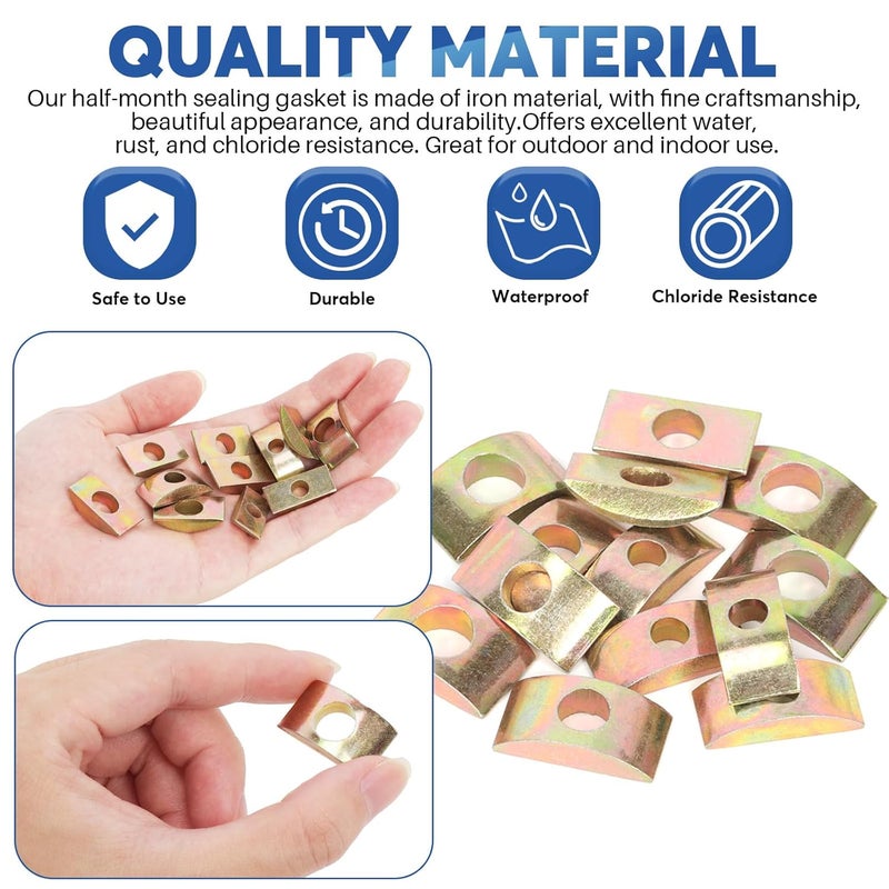 Glarks 30pcs M6/M8/M10 Solid Half Moon Nuts Washers Kit, Half Moon Lock Washer, Heavy Duty Half Moon Spacer Connector for Furniture Connecting, Hardware Accessories, Wooden Working - Image 3